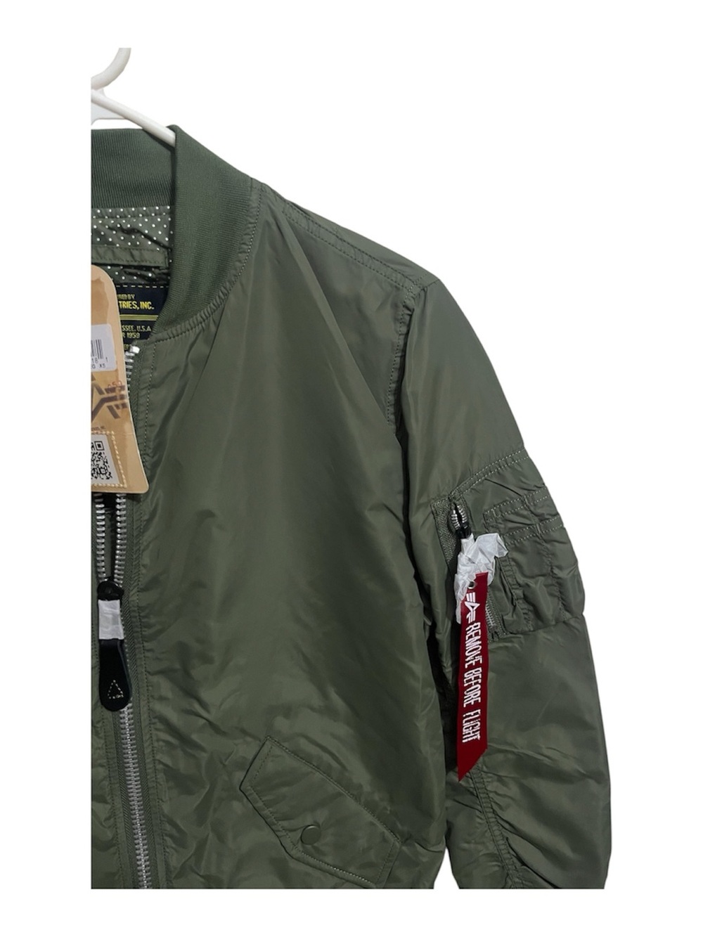 Alpha Industries Men's MA-1 Flight Bomber Jacket - Olive Green - Picture 4 of 4